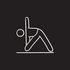 Image showing Man practicing yoga sketch icon.