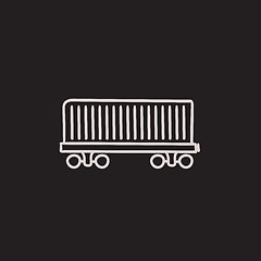 Image showing Cargo wagon sketch icon.