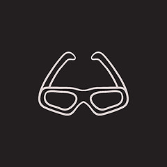 Image showing Three d cinema glasses sketch icon.