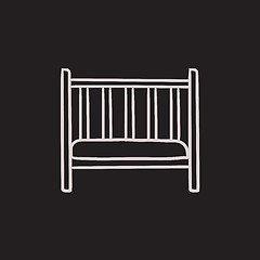 Image showing Baby cot sketch icon.