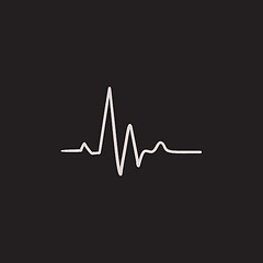 Image showing Heart beat cardiogram sketch icon.