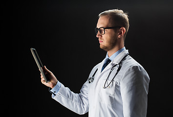 Image showing doctor with tablet pc and stethoscope