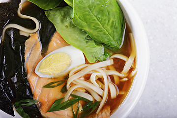 Image showing Fish ramen soup above view