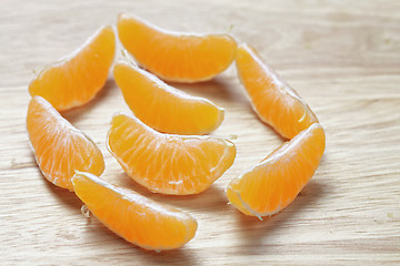 Image showing Many tangerine slices