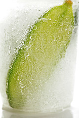 Image showing Sliced cucumber in ice