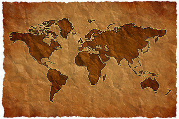 Image showing Crumple paper world map