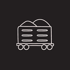 Image showing Cargo wagon sketch icon.