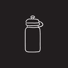 Image showing Sport water bottle sketch icon.