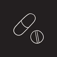 Image showing Pills sketch icon.