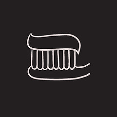 Image showing Toothbrush with toothpaste sketch icon.