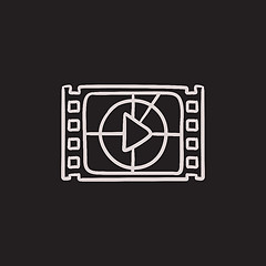 Image showing Film strip with play button sketch icon.