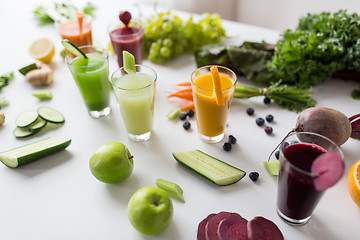 Image showing glasses with different fruit or vegetable juices