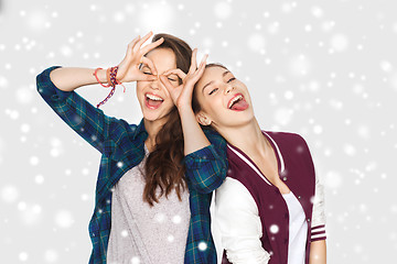 Image showing happy smiling pretty teenage girls having fun