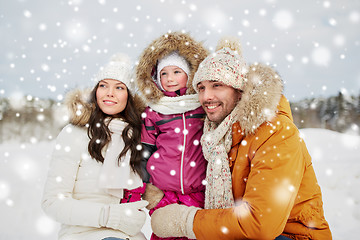 Image showing happy family with child in winter clothes outdoors