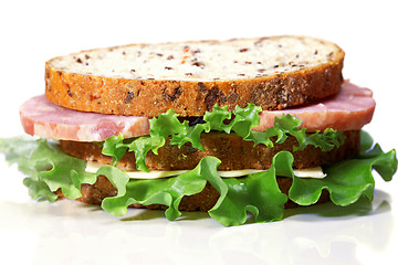 Image showing Ham and cheese double sandwich