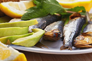 Image showing Smoked sprat fish