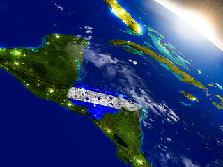 Image showing Honduras with flag in rising sun