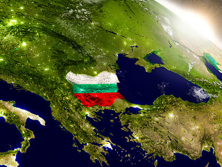 Image showing Bulgaria with flag in rising sun