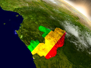 Image showing Congo with flag in rising sun