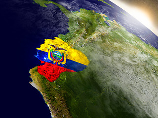 Image showing Ecuador with flag in rising sun