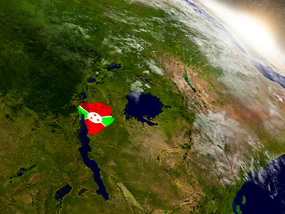 Image showing Burundi with flag in rising sun