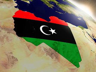 Image showing Libya with flag in rising sun