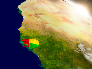 Image showing Guinea-Bissau with flag in rising sun