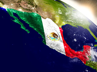 Image showing Mexico with flag in rising sun