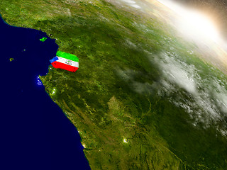 Image showing Equatorial Guinea with flag in rising sun