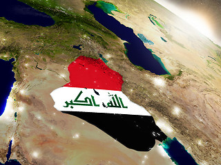 Image showing Iraq with flag in rising sun