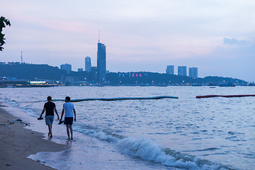 Image showing Pattaya Beach walkers