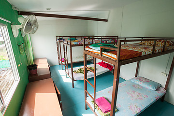Image showing Hostel dormitory beds