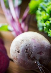 Image showing close up of beet on wood