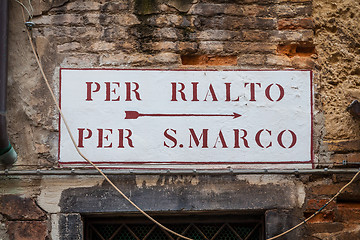 Image showing Venice street sign