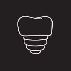 Image showing Tooth implant sketch icon.