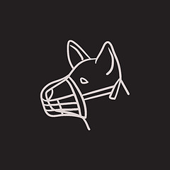 Image showing Dog with muzzle sketch icon.