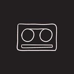 Image showing Cassette tape sketch icon.