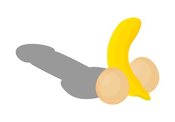 Image showing funny illustration with banana and eggs