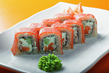 Image showing Tuna roll on a plate closeup