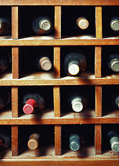 Image showing Many wine bottles