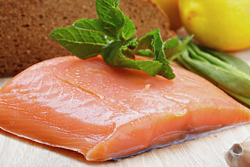 Image showing Salmon fish and other food