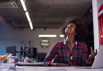 Image showing portrait of a young successful African-American woman in modern 