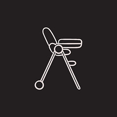 Image showing Baby chair for feeding sketch icon.