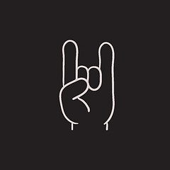 Image showing Rock and roll hand sign sketch icon.