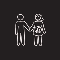 Image showing Husband with pregnant wife sketch icon.