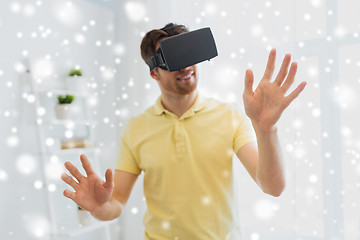 Image showing young man in virtual reality headset or 3d glasses