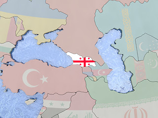 Image showing Georgia with flag on globe