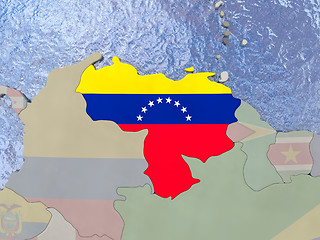 Image showing Venezuela with flag on globe