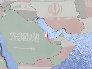 Image showing Qatar with flag on globe