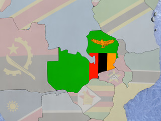 Image showing Zambia with flag on globe